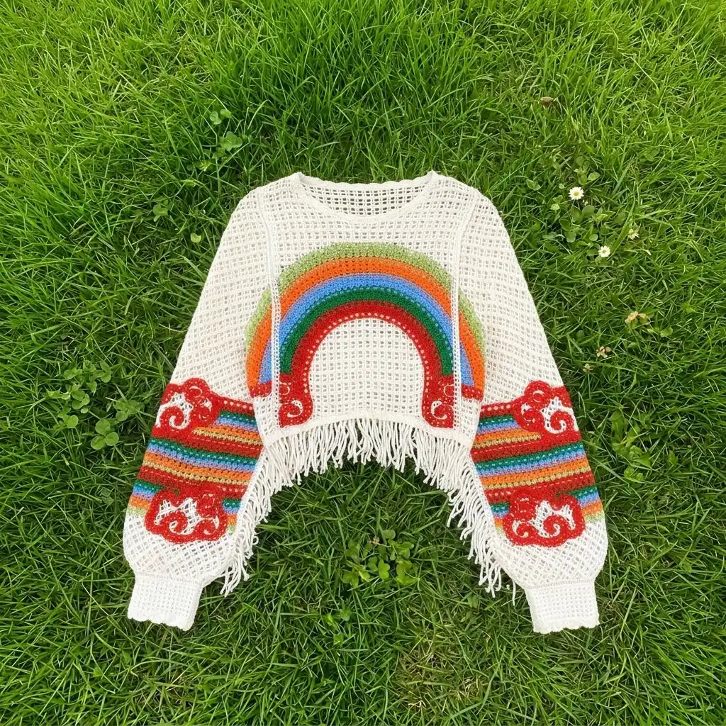 Rainbow Crochet Top